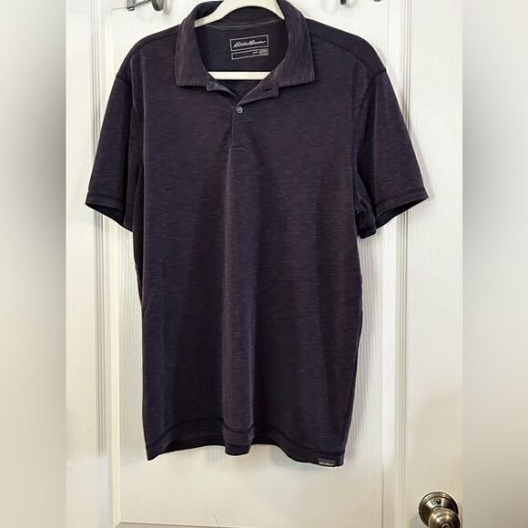 Eddie Bauer Mens Active Polo Shirt Purple Short Sleeve Button Up Stretch L Large - Picture 13 of 16